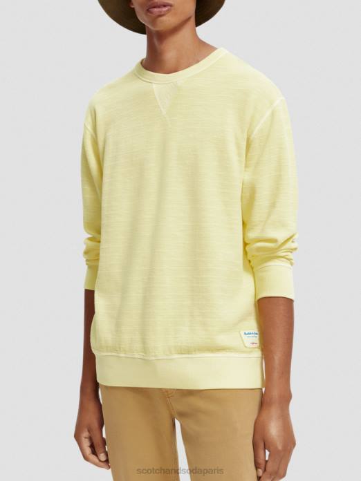 Scotch & Soda Hommes sweat-shirt structuré teint en pièce jonquille vêtements 4HB4515