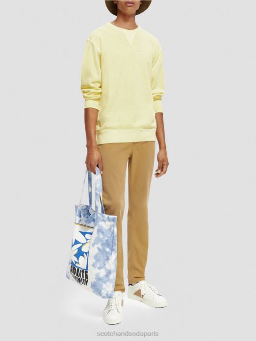 Scotch & Soda Hommes sweat-shirt structuré teint en pièce jonquille vêtements 4HB4515