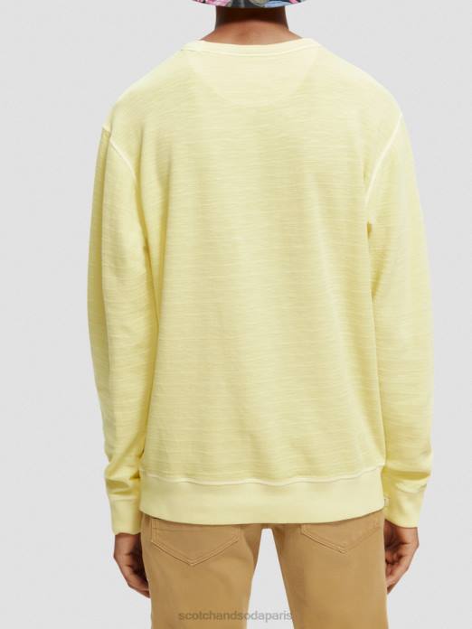 Scotch & Soda Hommes sweat-shirt structuré teint en pièce jonquille vêtements 4HB4515