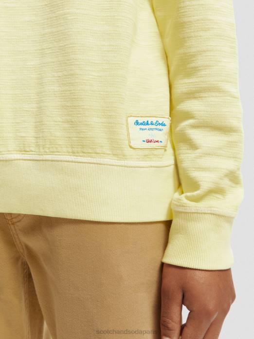Scotch & Soda Hommes sweat-shirt structuré teint en pièce jonquille vêtements 4HB4515