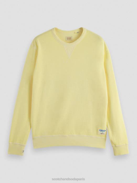 Scotch & Soda Hommes sweat-shirt structuré teint en pièce jonquille vêtements 4HB4515