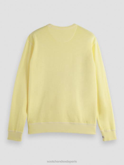 Scotch & Soda Hommes sweat-shirt structuré teint en pièce jonquille vêtements 4HB4515