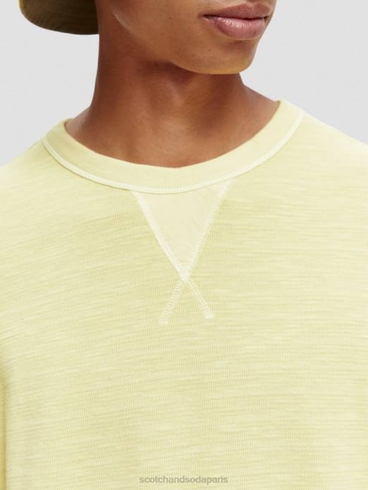 Scotch & Soda Hommes sweat-shirt structuré teint en pièce jonquille vêtements 4HB4515