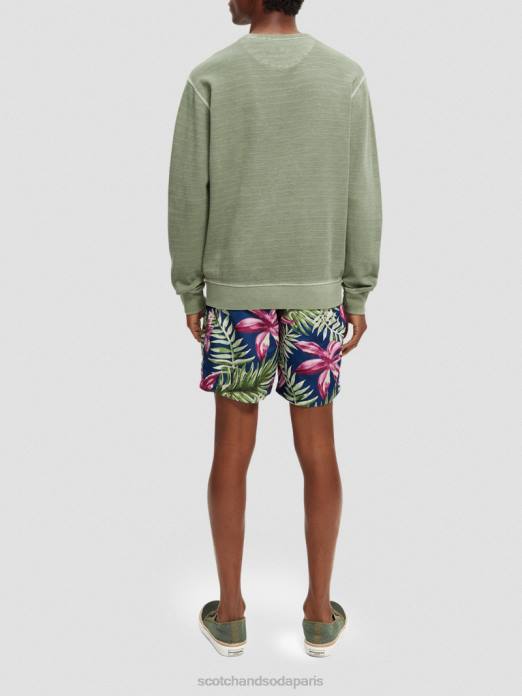 Scotch & Soda Hommes sweat-shirt structuré teint en pièce kaki vêtements 4HB4516