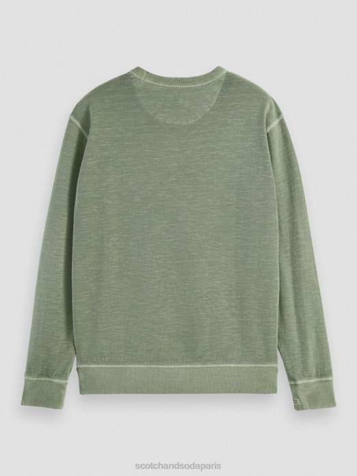 Scotch & Soda Hommes sweat-shirt structuré teint en pièce kaki vêtements 4HB4516