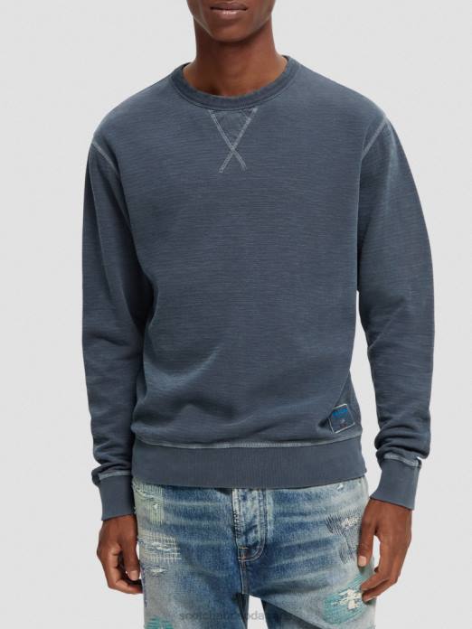 Scotch & Soda Hommes sweat-shirt structuré teint en pièce nuit vêtements 4HB4517