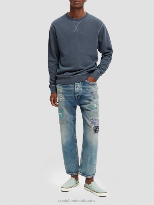 Scotch & Soda Hommes sweat-shirt structuré teint en pièce nuit vêtements 4HB4517