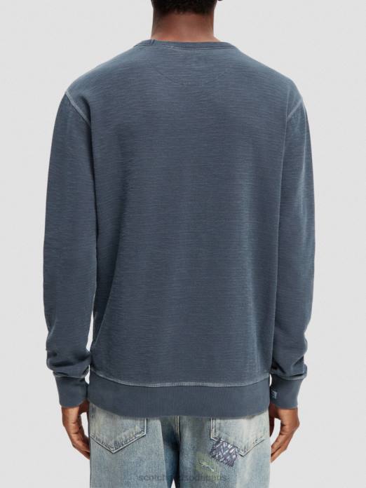 Scotch & Soda Hommes sweat-shirt structuré teint en pièce nuit vêtements 4HB4517