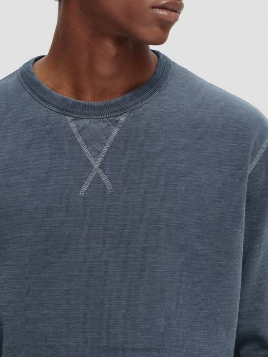 Scotch & Soda Hommes sweat-shirt structuré teint en pièce nuit vêtements 4HB4517