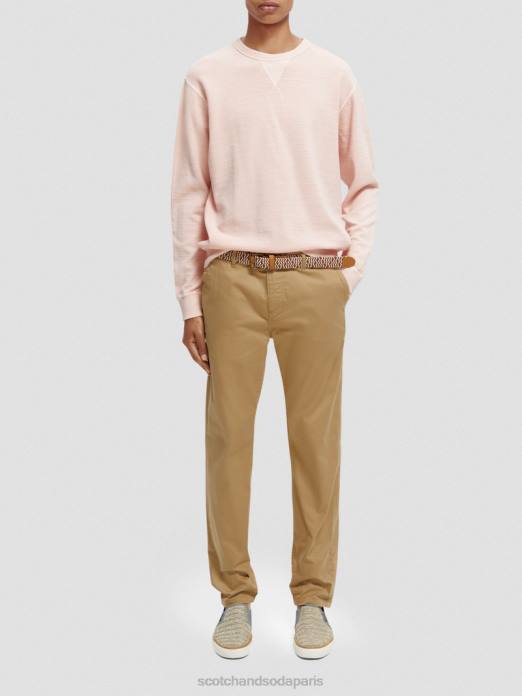 Scotch & Soda Hommes sweat-shirt structuré teint en pièce rose vêtements 4HB4514