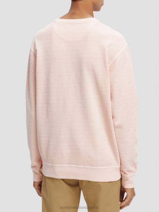 Scotch & Soda Hommes sweat-shirt structuré teint en pièce rose vêtements 4HB4514