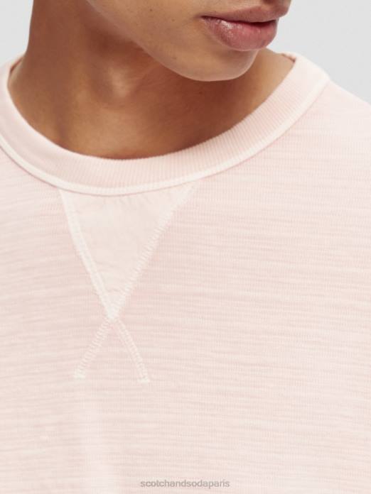 Scotch & Soda Hommes sweat-shirt structuré teint en pièce rose vêtements 4HB4514