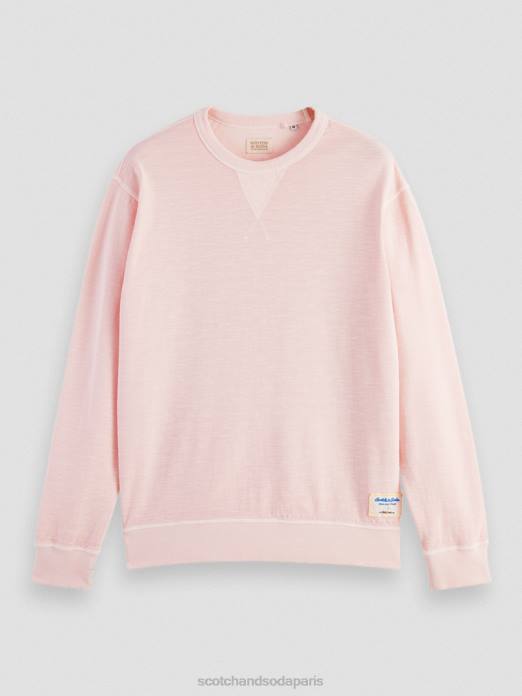 Scotch & Soda Hommes sweat-shirt structuré teint en pièce rose vêtements 4HB4514