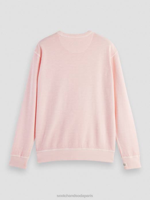 Scotch & Soda Hommes sweat-shirt structuré teint en pièce rose vêtements 4HB4514