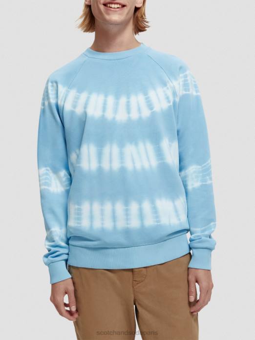 Scotch & Soda Hommes sweat-shirt tie-dye coupe décontractée ciel vêtements 4HB4546
