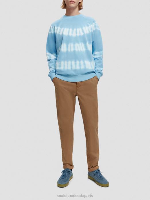 Scotch & Soda Hommes sweat-shirt tie-dye coupe décontractée ciel vêtements 4HB4546