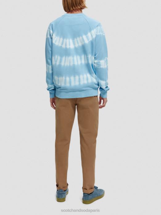 Scotch & Soda Hommes sweat-shirt tie-dye coupe décontractée ciel vêtements 4HB4546
