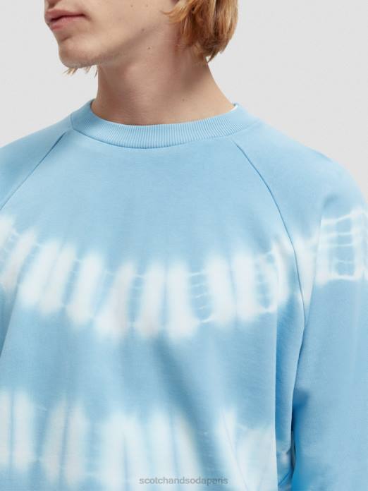 Scotch & Soda Hommes sweat-shirt tie-dye coupe décontractée ciel vêtements 4HB4546