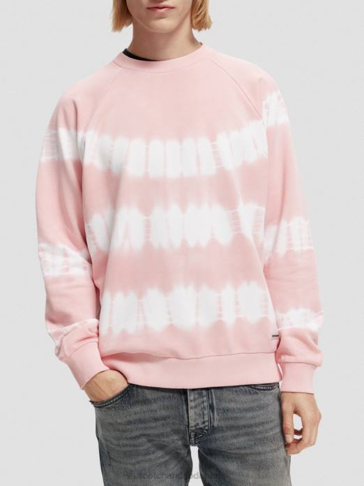Scotch & Soda Hommes sweat-shirt tie-dye coupe décontractée rose vêtements 4HB4545
