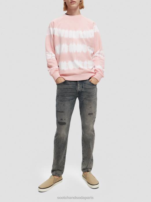 Scotch & Soda Hommes sweat-shirt tie-dye coupe décontractée rose vêtements 4HB4545