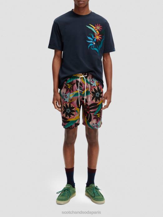 Scotch & Soda Hommes T-shirt coupe décontractée à fleurs brodées nuit vêtements 4HB4352