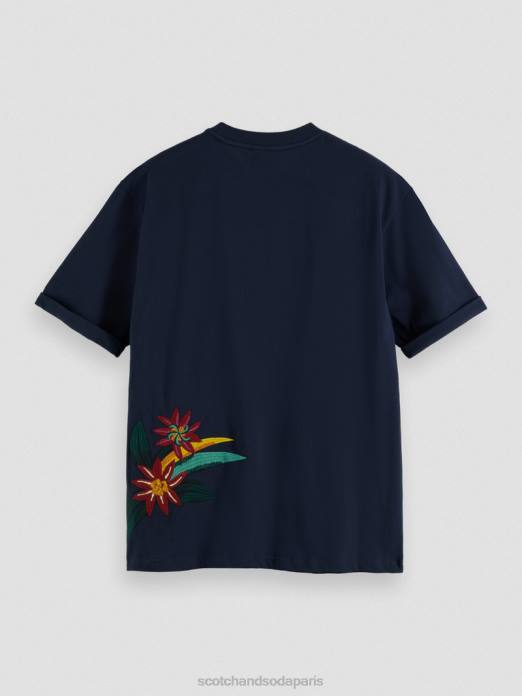 Scotch & Soda Hommes T-shirt coupe décontractée à fleurs brodées nuit vêtements 4HB4352