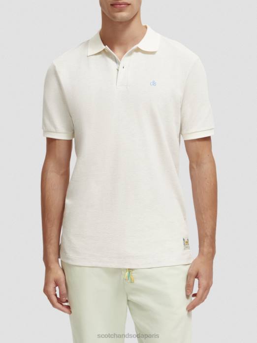 Scotch & Soda Hommes polo en coton biologique jean blanc mélangé vêtements 4HB4470
