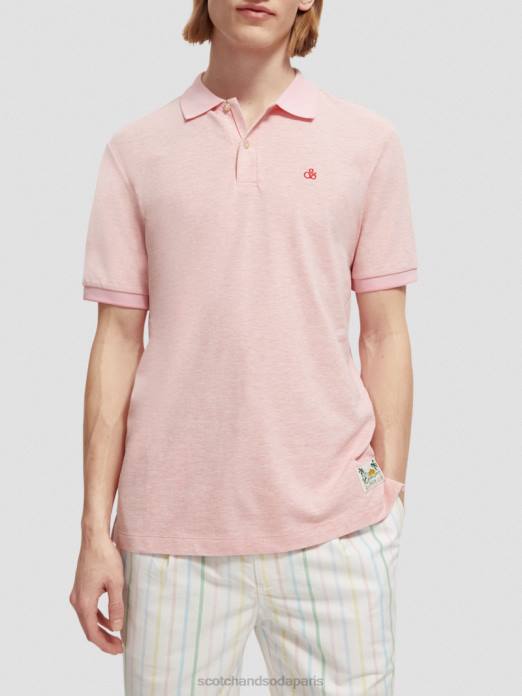 Scotch & Soda Hommes polo en coton biologique mélange de flamants roses vêtements 4HB4471