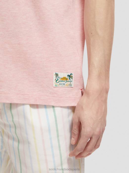Scotch & Soda Hommes polo en coton biologique mélange de flamants roses vêtements 4HB4471