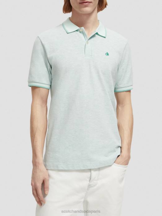 Scotch & Soda Hommes polo en coton biologique mélange de menthe vêtements 4HB4472