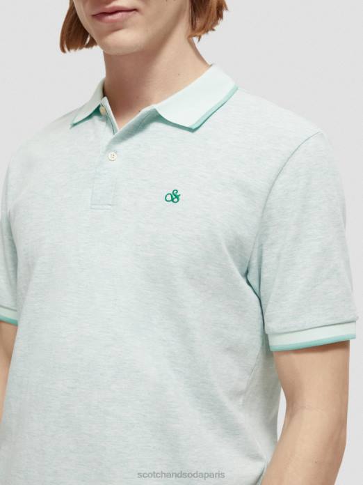 Scotch & Soda Hommes polo en coton biologique mélange de menthe vêtements 4HB4472