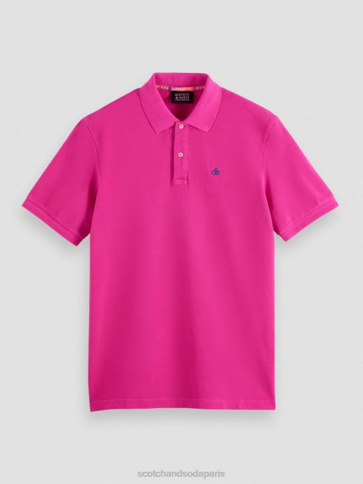 Scotch & Soda Hommes polo en coton biologique piqué teint en pièce cerise vêtements 4HB4402