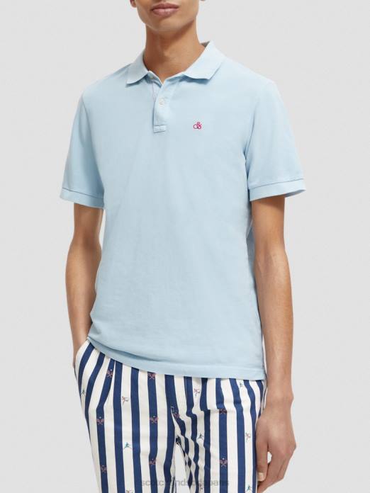 Scotch & Soda Hommes polo en coton biologique piqué teint en pièce mer bleue vêtements 4HB4401