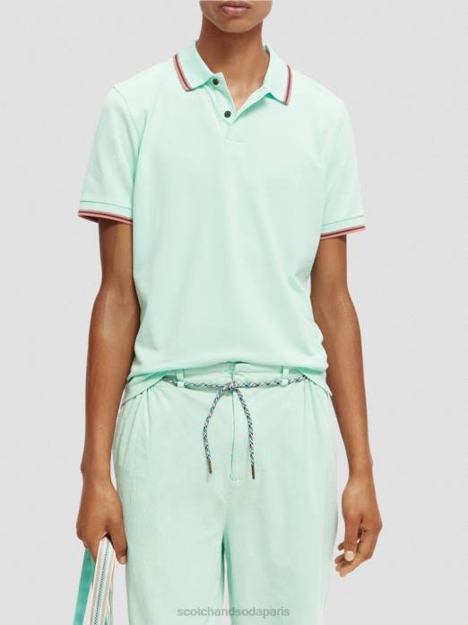 Scotch & Soda Hommes polo piqué à bords contrastants en coton biologique baie vêtements 4HB4410