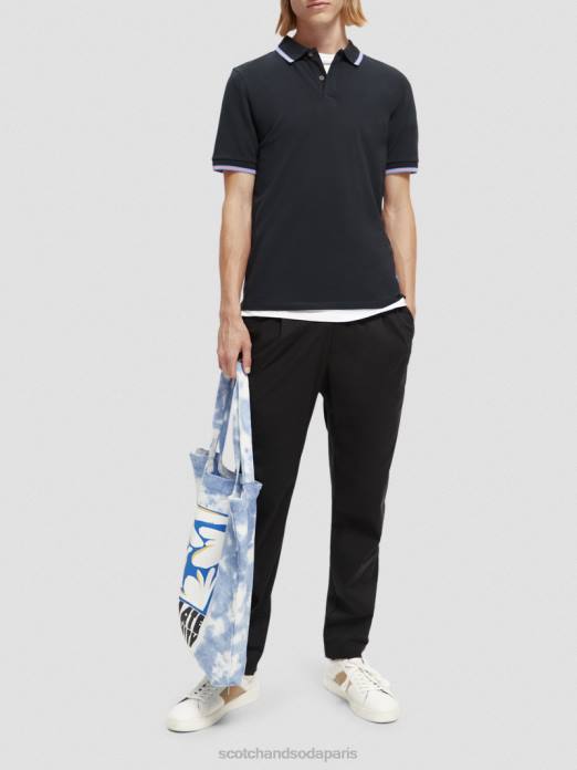 Scotch & Soda Hommes polo piqué à bords contrastants en coton biologique nuit vêtements 4HB4409