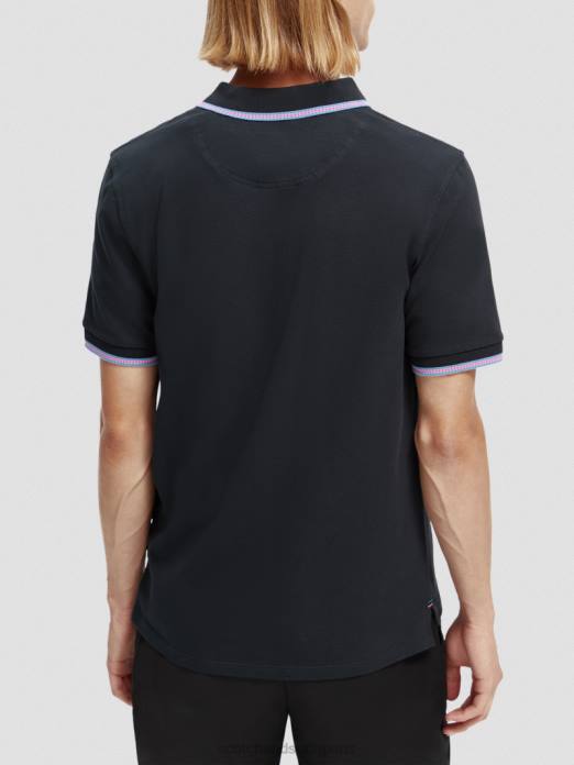 Scotch & Soda Hommes polo piqué à bords contrastants en coton biologique nuit vêtements 4HB4409
