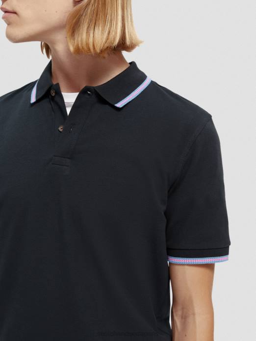 Scotch & Soda Hommes polo piqué à bords contrastants en coton biologique nuit vêtements 4HB4409