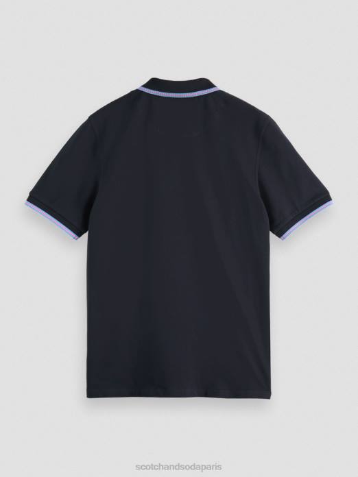 Scotch & Soda Hommes polo piqué à bords contrastants en coton biologique nuit vêtements 4HB4409