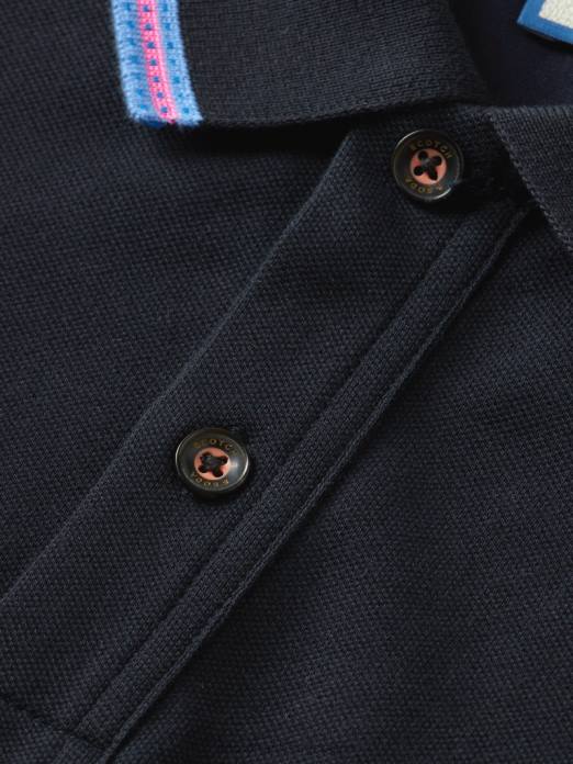 Scotch & Soda Hommes polo piqué à bords contrastants en coton biologique nuit vêtements 4HB4409