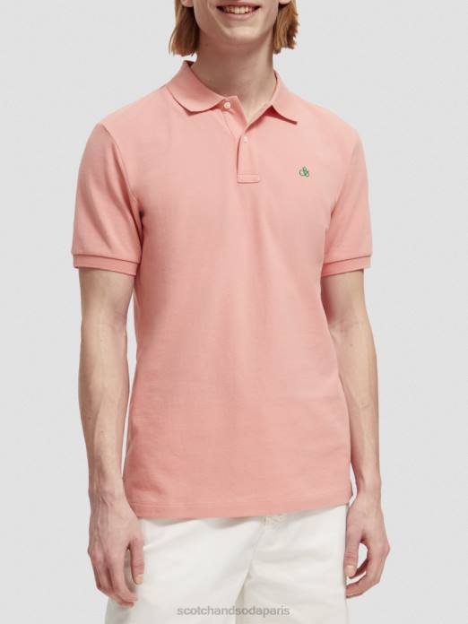 Scotch & Soda Hommes polo piqué en coton biologique flamant vêtements 4HB4461