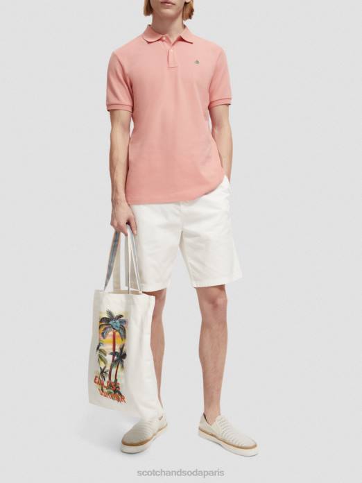Scotch & Soda Hommes polo piqué en coton biologique flamant vêtements 4HB4461
