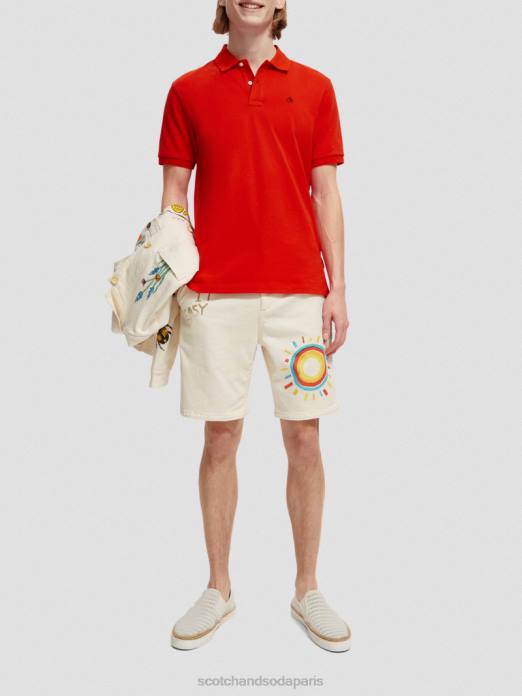Scotch & Soda Hommes polo piqué en coton biologique piment rouge vêtements 4HB4463