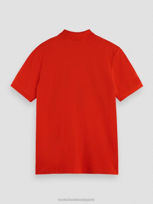 Scotch & Soda Hommes polo piqué en coton biologique piment rouge vêtements 4HB4463