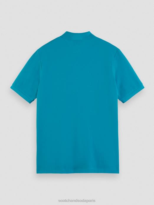 Scotch & Soda Hommes polo piqué en coton biologique turquoise vêtements 4HB4465