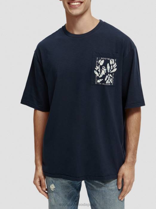 Scotch & Soda Hommes t-shirt ample à motif artistique nuit vêtements 4HB4372
