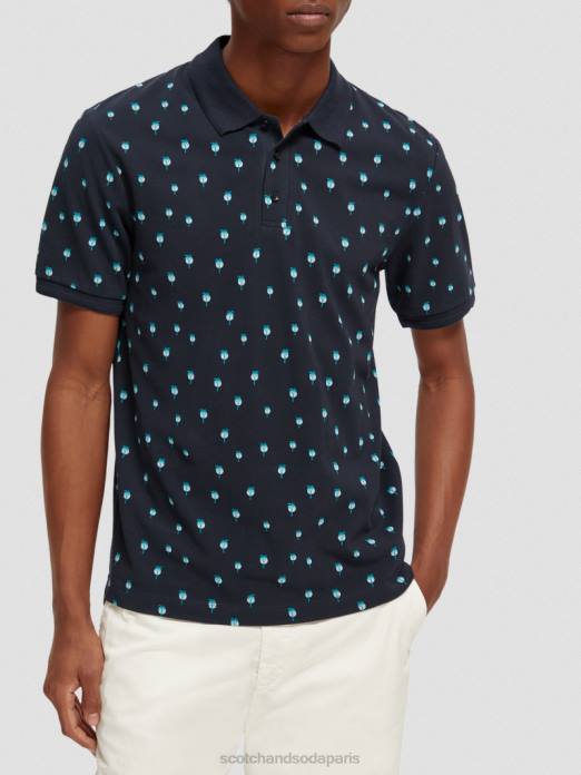 Scotch & Soda Hommes t-shirt biologique imprimé coupe classique marine vêtements 4HB4425