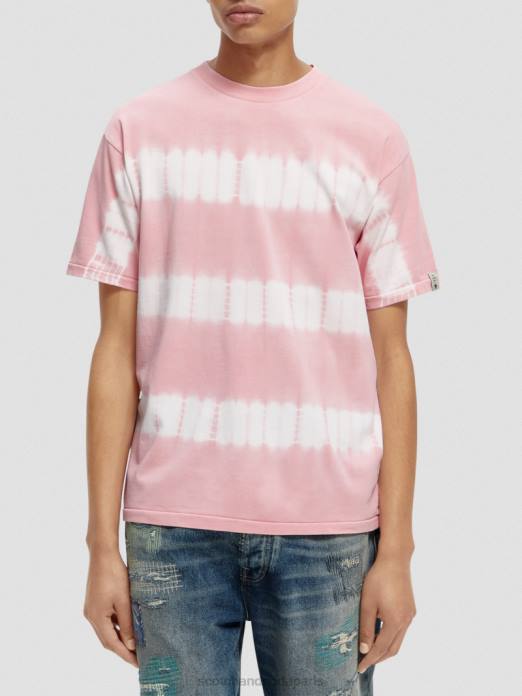 Scotch & Soda Hommes t-shirt biologique tie-dye coupe décontractée rose vêtements 4HB4390