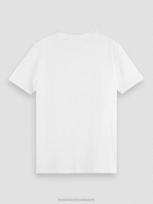 Scotch & Soda Hommes t-shirt à col rond en coton biologique blanc vêtements 4HB4442
