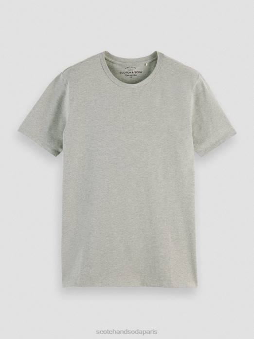 Scotch & Soda Hommes t-shirt à col rond en coton biologique gris mélangé vêtements 4HB4444