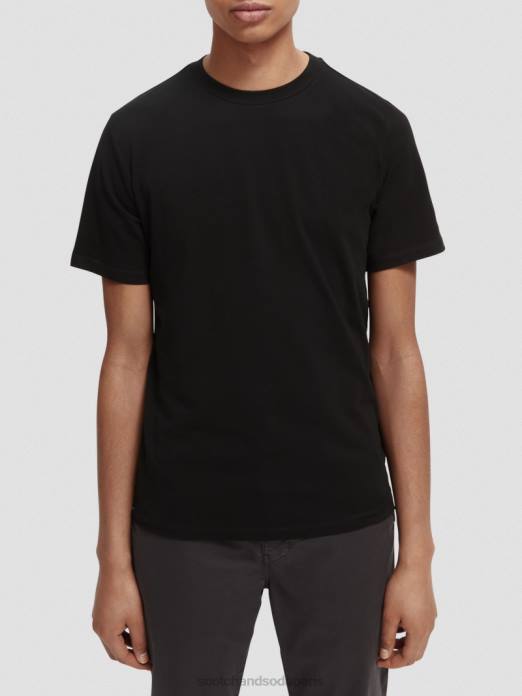 Scotch & Soda Hommes t-shirt à col rond en coton biologique noir vêtements 4HB4443